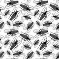 Seamless pattern with black cockroaches. Royalty Free Stock Photo