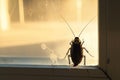 cockroach silhouette against the light of a kitchen window