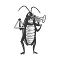 Cockroach trumpet sketch vector illustration