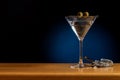 Cocktail allure: Classic martini cocktail on a bar table