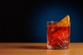 Cocktail allure: Classic negroni cocktail on a bar table Royalty Free Stock Photo
