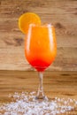 Cocktail aperol spritz on wooden background