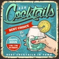 Cocktail bar colorful vintage poster Royalty Free Stock Photo