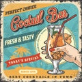 Cocktail bar colorful vintage sticker Royalty Free Stock Photo