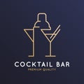 Cocktail bar logo with cocktail shaker and glass