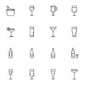 Cocktail bar menu line icons set Royalty Free Stock Photo