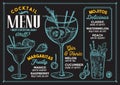 Cocktail menu for bar, drink template. Royalty Free Stock Photo