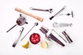 Cocktail Bar utensils against white background Royalty Free Stock Photo