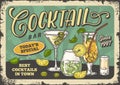 Cocktail bar vintage flyer colorful Royalty Free Stock Photo