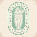 Cocktail bar vintage monochrome logotype