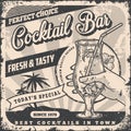 Cocktail bar vintage sticker monochrome