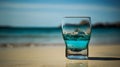 Cocktail on a beach, sea, generative AI
