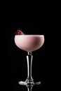 Cocktail on black background menu layout restaurant bar vodka wiskey tonic milk strawberry pink studio