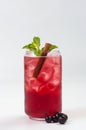 Refreshing cocktail with black currant and cinnamon decorated with mint leaf Royalty Free Stock Photo