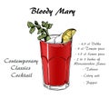 Cocktail bloody mary in sketch style for menu, cocktail cards 2