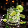 a cocktail with cachac a and lime