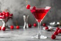 cocktail with cherry. Cold cocktail with a cherry in martini glass. Cold alcoholic cocktail. Cocktail drink. Cherry martini. Royalty Free Stock Photo