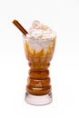 Cocktail coffee with whipped cream and cinnamon on a white back Royalty Free Stock Photo