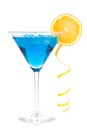 Cocktail collection - Blue martini with lemon spir Royalty Free Stock Photo