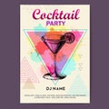 Cocktail cosmopolitan on artistic polygon watercolor background. Royalty Free Stock Photo