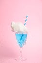 Cocktail with cotton candy in glass Royalty Free Stock Photo