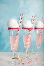 Cocktail with cotton candy in glasses Royalty Free Stock Photo