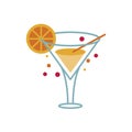 Cocktail cup with orange flat style icon Royalty Free Stock Photo