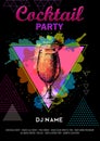 Cocktail daiquiri on artistic polygon watercolor background. Cocktail disco party poster Royalty Free Stock Photo