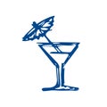 Cocktail - doodle drawing. drink in a glass - illustration on a white background. food, rest, tourism