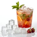 Cocktail Drink with Ice Cubes Isolated on White Background Royalty Free Stock Photo