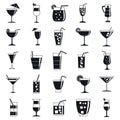 Cocktail drink icons set, simple style Royalty Free Stock Photo