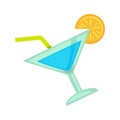 Cocktail drink for night club or disco party vector flat icon Royalty Free Stock Photo