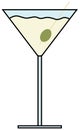 Cocktail drink with olive icon