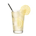 Cocktail gin and tonic with lemon isolated on white background