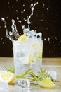 Cocktail with gin and tonic. Splashing Royalty Free Stock Photo