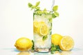 Cocktail glass drink water fresh lemonade fruit summer beverage background cold lemon mint Royalty Free Stock Photo