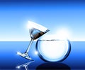 Cocktail glass and fishbowl Royalty Free Stock Photo
