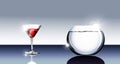 Cocktail glass and fishbowl Royalty Free Stock Photo