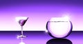 Cocktail glass and fishbowl Royalty Free Stock Photo