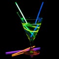 Cocktail glass with neon light. Royalty Free Stock Photo