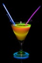 Cocktail glass with neon light. Royalty Free Stock Photo