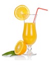 Cocktail glass set. Hurricane with orange juice and orange slice Royalty Free Stock Photo