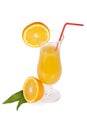 Cocktail glass set. Hurricane with orange juice and orange slice Royalty Free Stock Photo