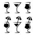 Cocktail glass silhouette with parasol