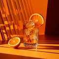 cocktail in a glass with sliced orange 4 Royalty Free Stock Photo