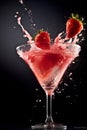 Cocktail glass splashing on dark background