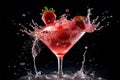 Cocktail glass splashing on dark background