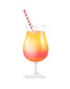 Cocktail in Glass with Straw Vector Illustration