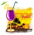 Cocktail in glass on summer background