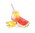 Cocktail in Glass Watermelon Vector Illustration